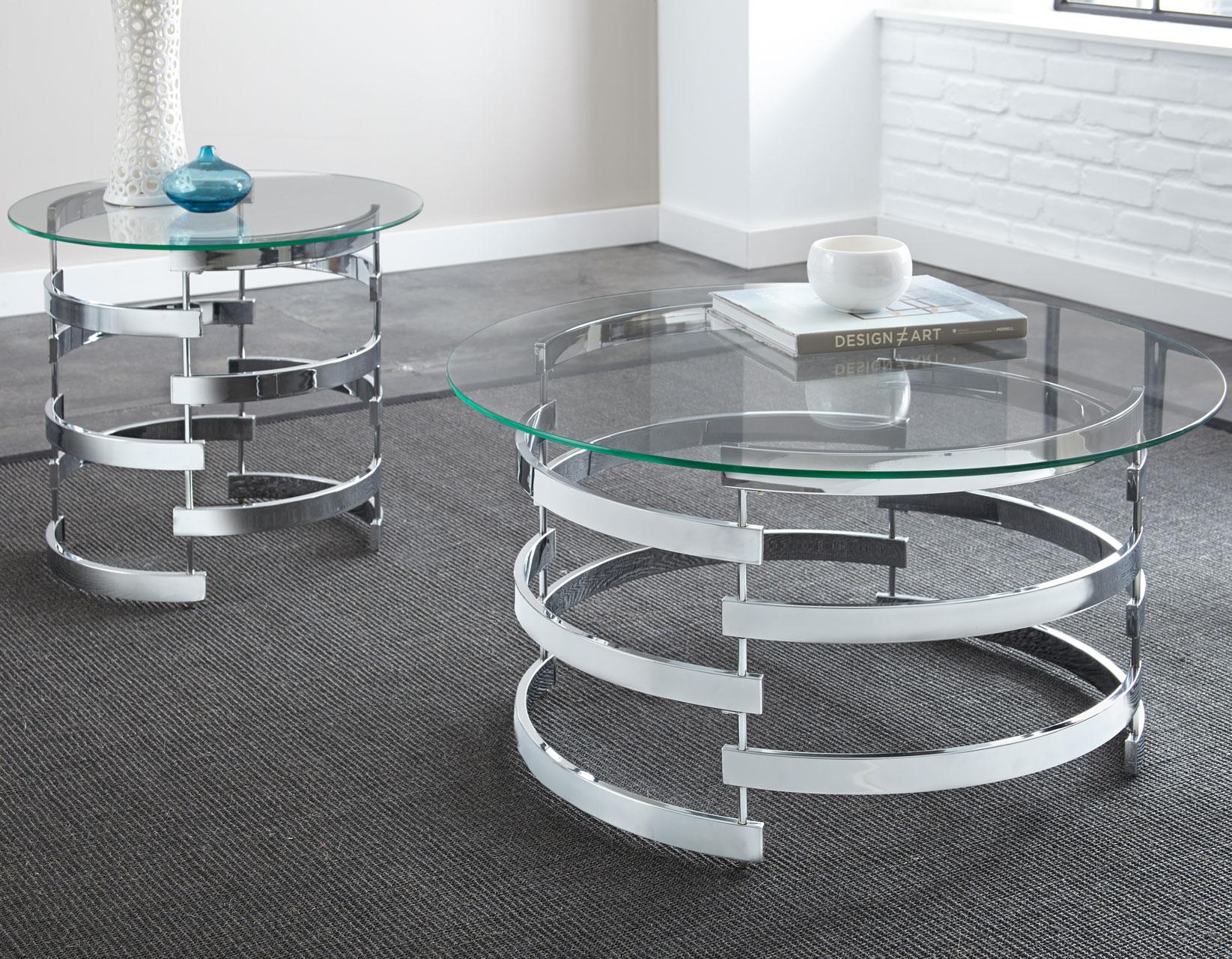 Chrome Table Base with Glass Top